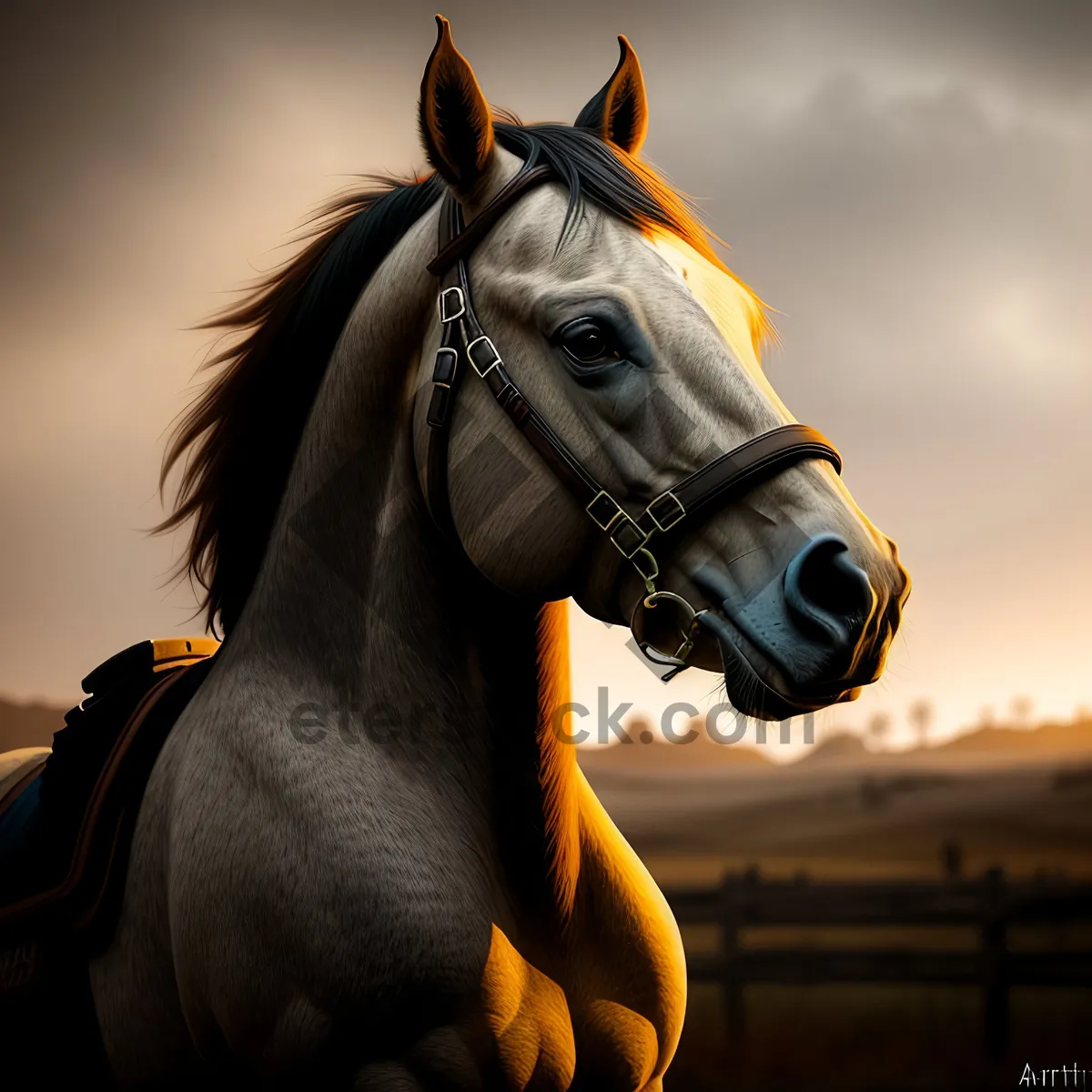 Picture of Stunning Thoroughbred Stallion in Meadow