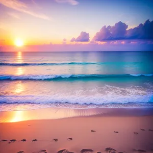 Golden Serenity: Sunset over a Tropical Beach