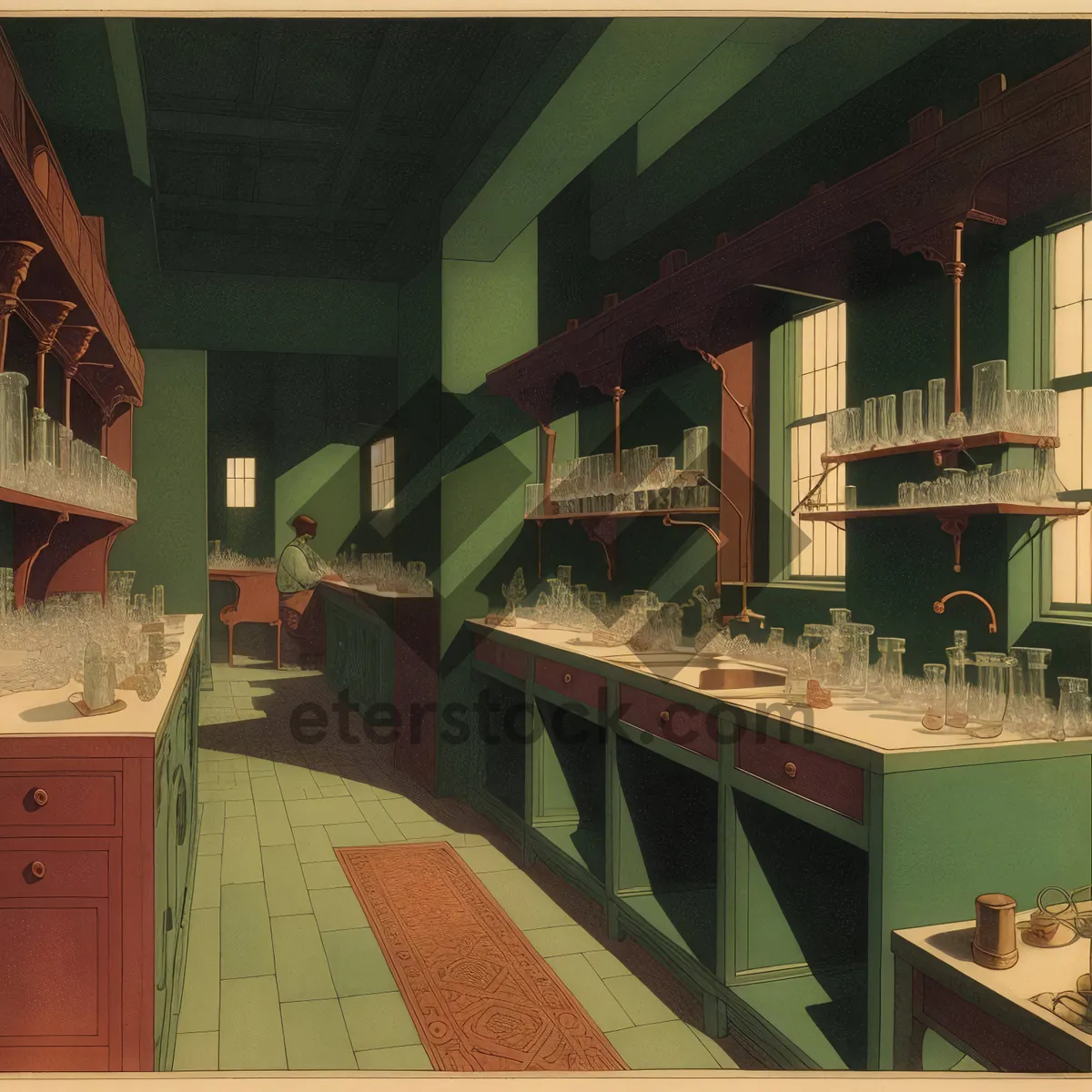 Picture of Modern Kitchen Interior with Stylish Furniture