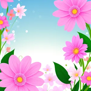 Colorful Floral Pattern with Pink Flowers and Butterflies