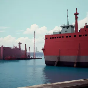 Busy Port: A Cargo Ship at the Harbor