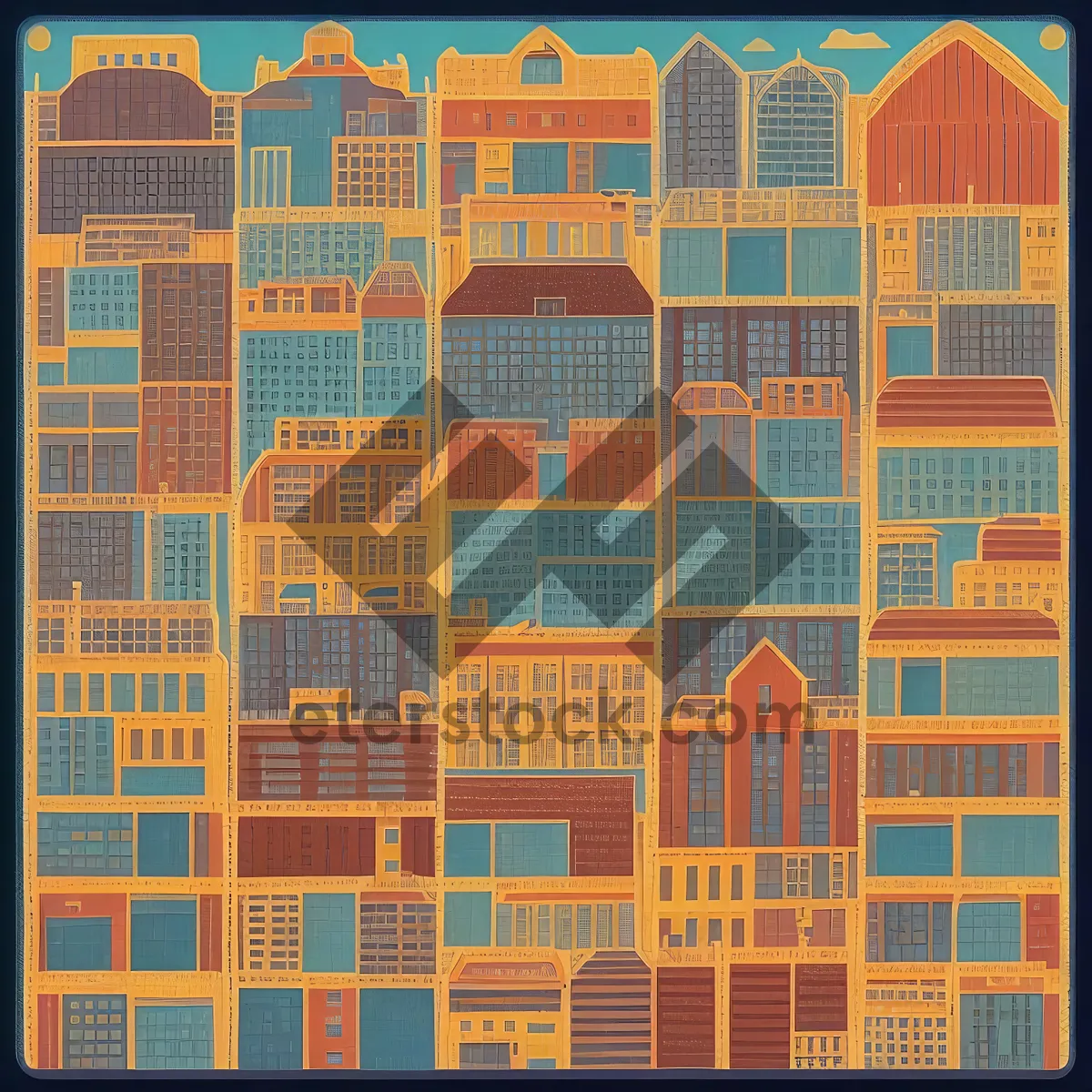 Picture of Vibrant Square Mosaic Architecture Design