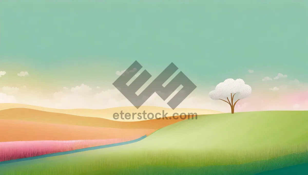 Picture of Colorful Summer Sky Over Rural Meadow Landscape.