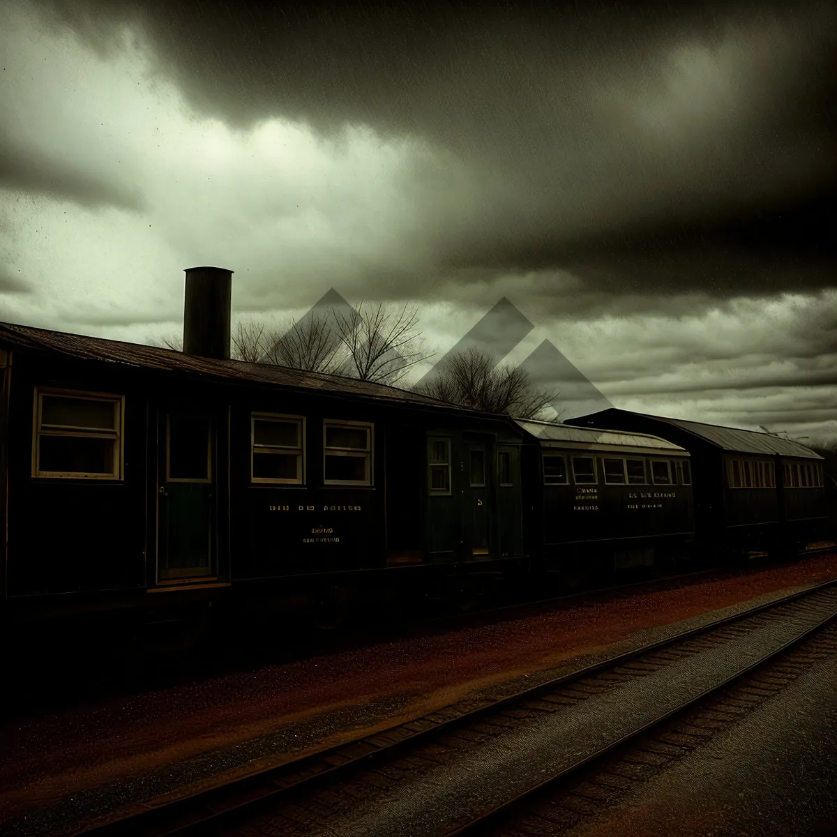 Picture of City Transport Hub - Railway Station with Passenger Cars