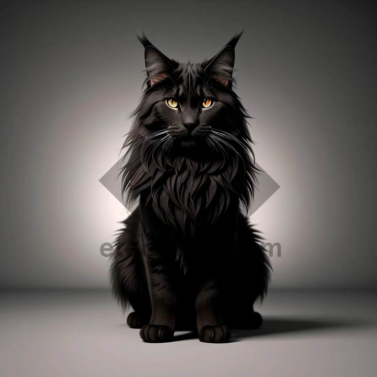 Picture of Furry Coquette: Fluffy Gray Kitty with Striped Whiskers