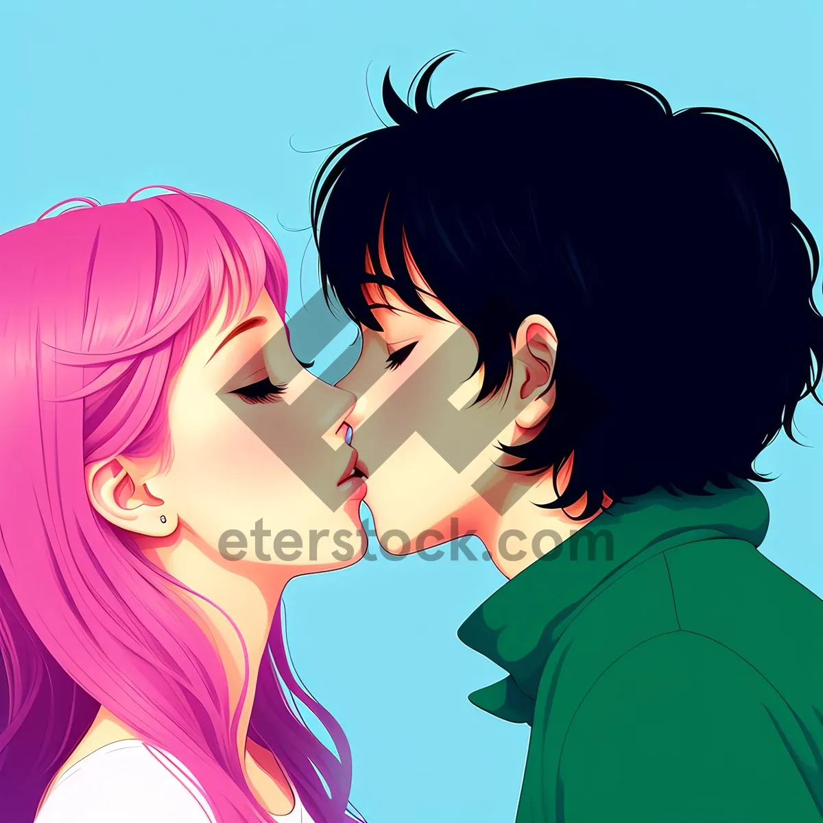 Picture of Stylish Cartoon Lady with Fashionable Hair Art