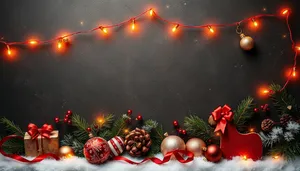 Golden holiday star on festive winter tree decoration