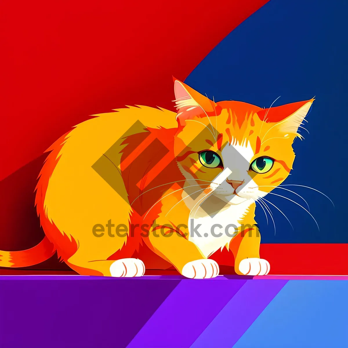 Picture of Cute Cartoon Kitty with Pumpkin Clip Art