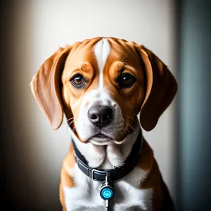 Cute Beagle Puppy with Brown Collar