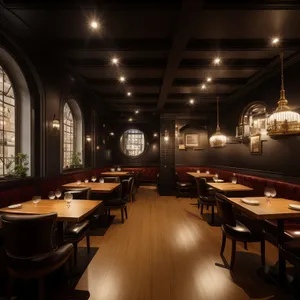 Modern Restaurant Interior Design with Wooden Furniture