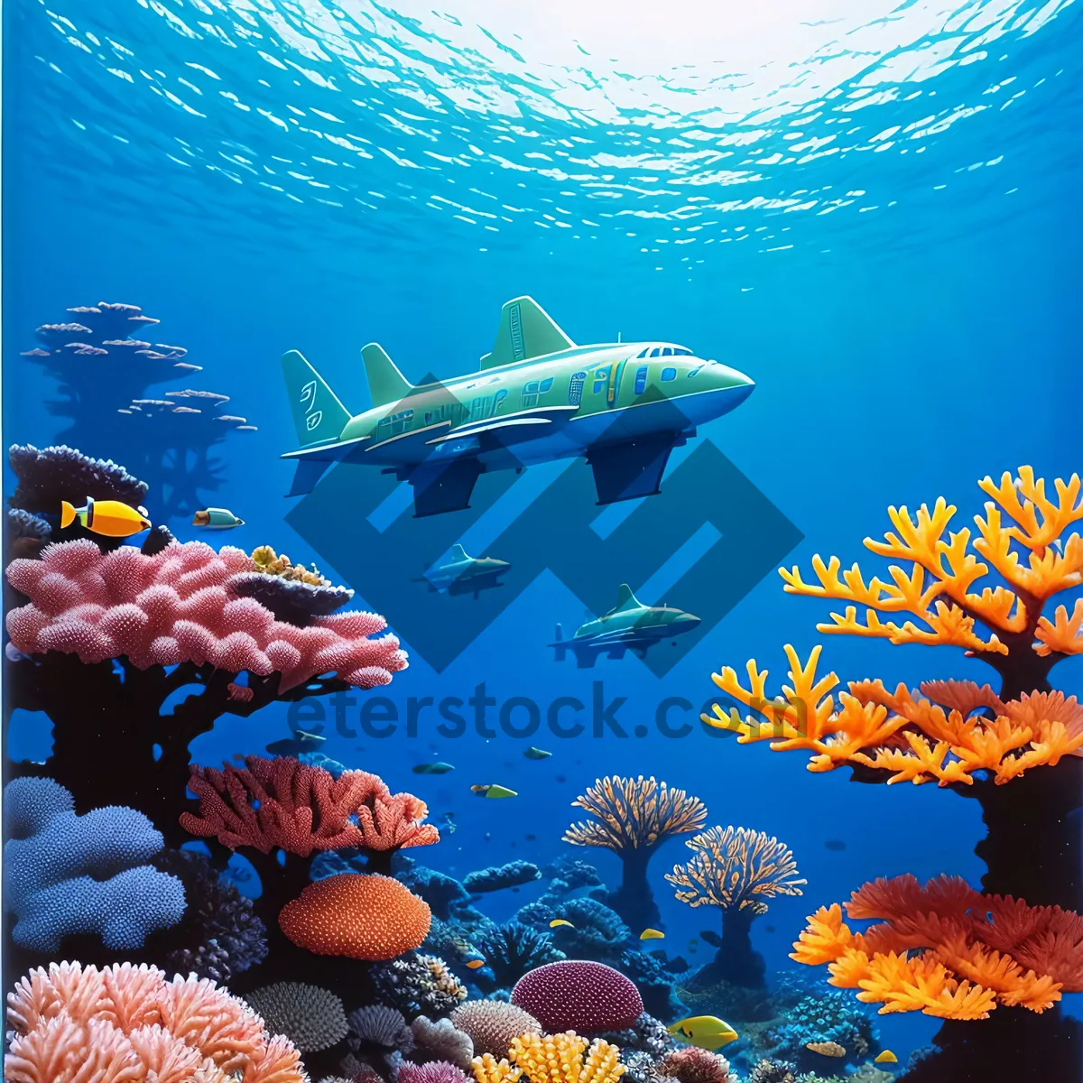 Picture of Vibrant Marine Life in Colorful Coral Reef