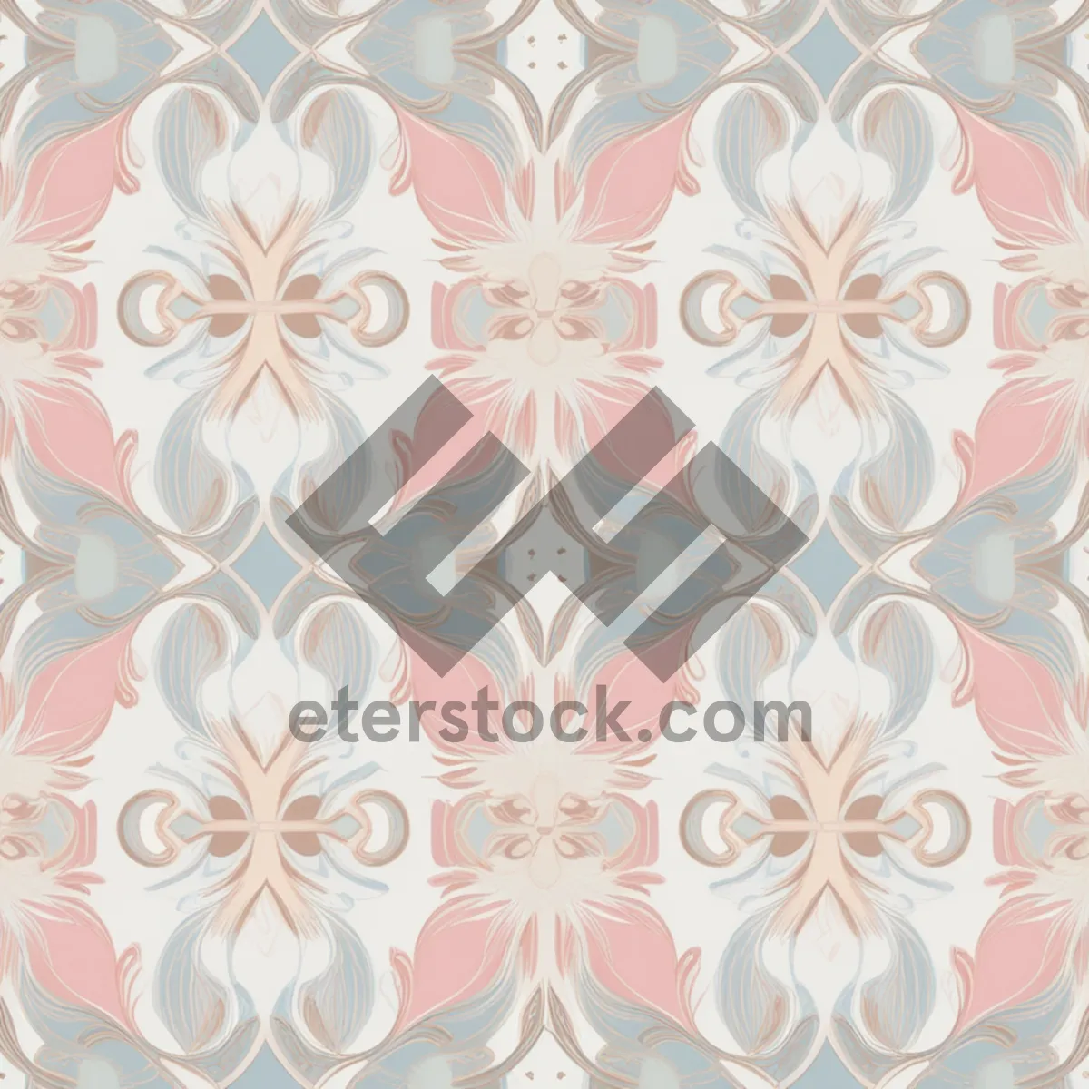 Picture of Vintage ornamental floral wallpaper with intricate swirls and curves