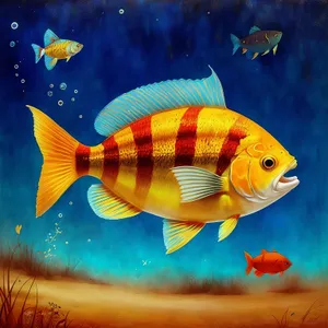 Goldfish swimming in a tropical aquarium reef