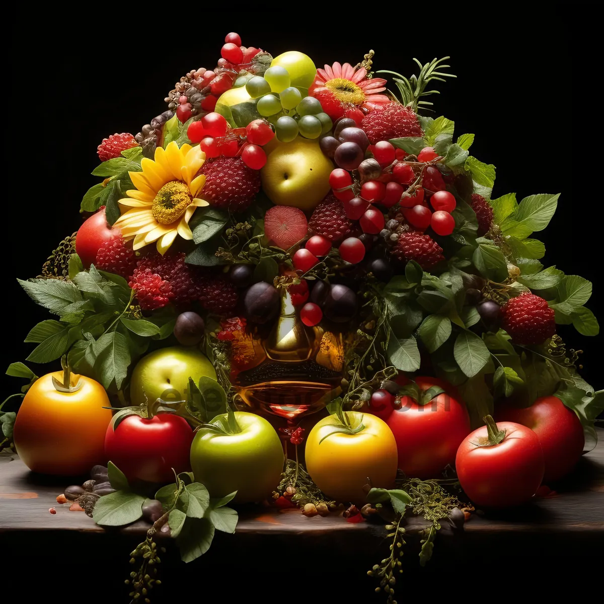 Picture of Fresh Healthy Variety of Fruits and Vegetables at Market