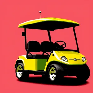 Golfer driving golf cart on course