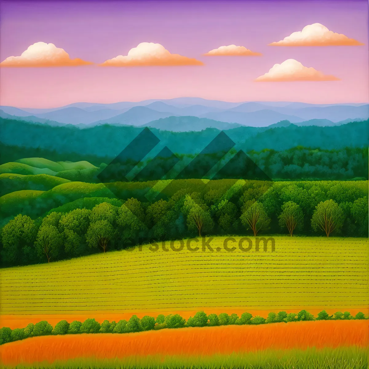 Picture of Vibrant Countryside Horizon: A Colorful Summer Landscape