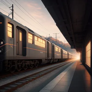 Urban Subway Train at City Station