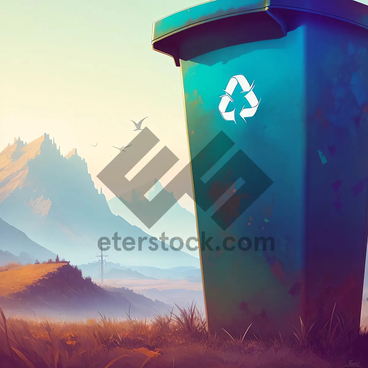 Picture of Sunset Skyline with Mailbox and Container