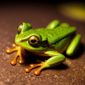 Vibrant-eyed Tree Frog Peeking Through Leaves
