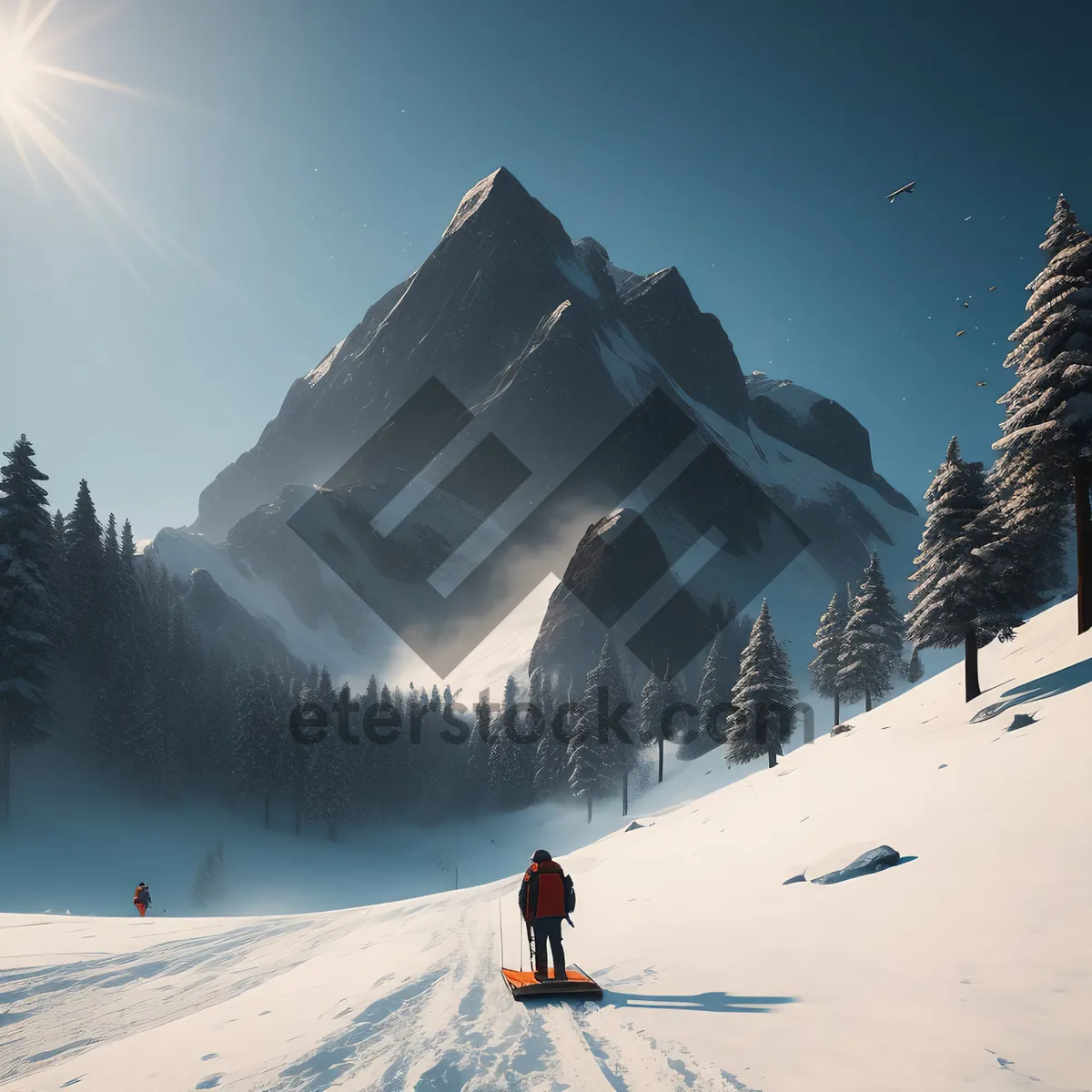 Picture of Snowy Alpine Ski Slope amidst Majestic Mountains