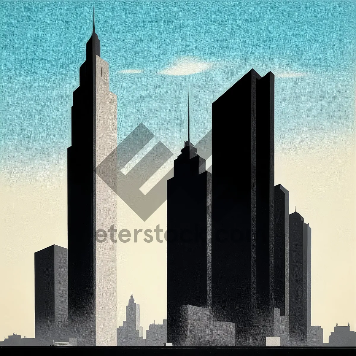 Picture of Modern Urban Skyline with Towering Skyscrapers