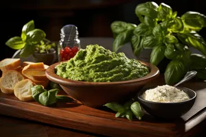 Fresh Vegetarian Salad with Guacamole Dip on Plate