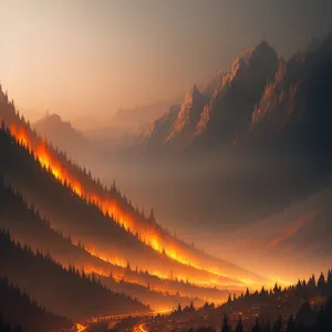 Majestic Mountain Range at Sunset