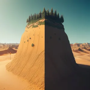 Dry Desert Dune Landscape Under Blue Sky