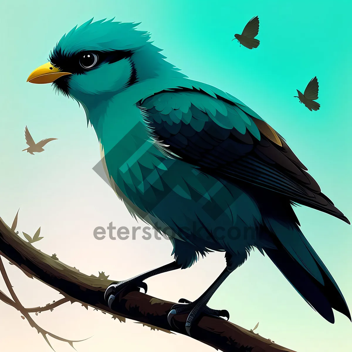 Picture of Colorful Macaw perched on tree branch