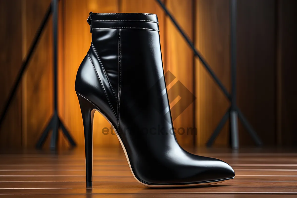 Picture of Arctic elegance: classic black leather heel boots.