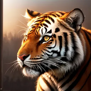Fierce Striped Hunter: Majestic Tiger Cat in the Wild