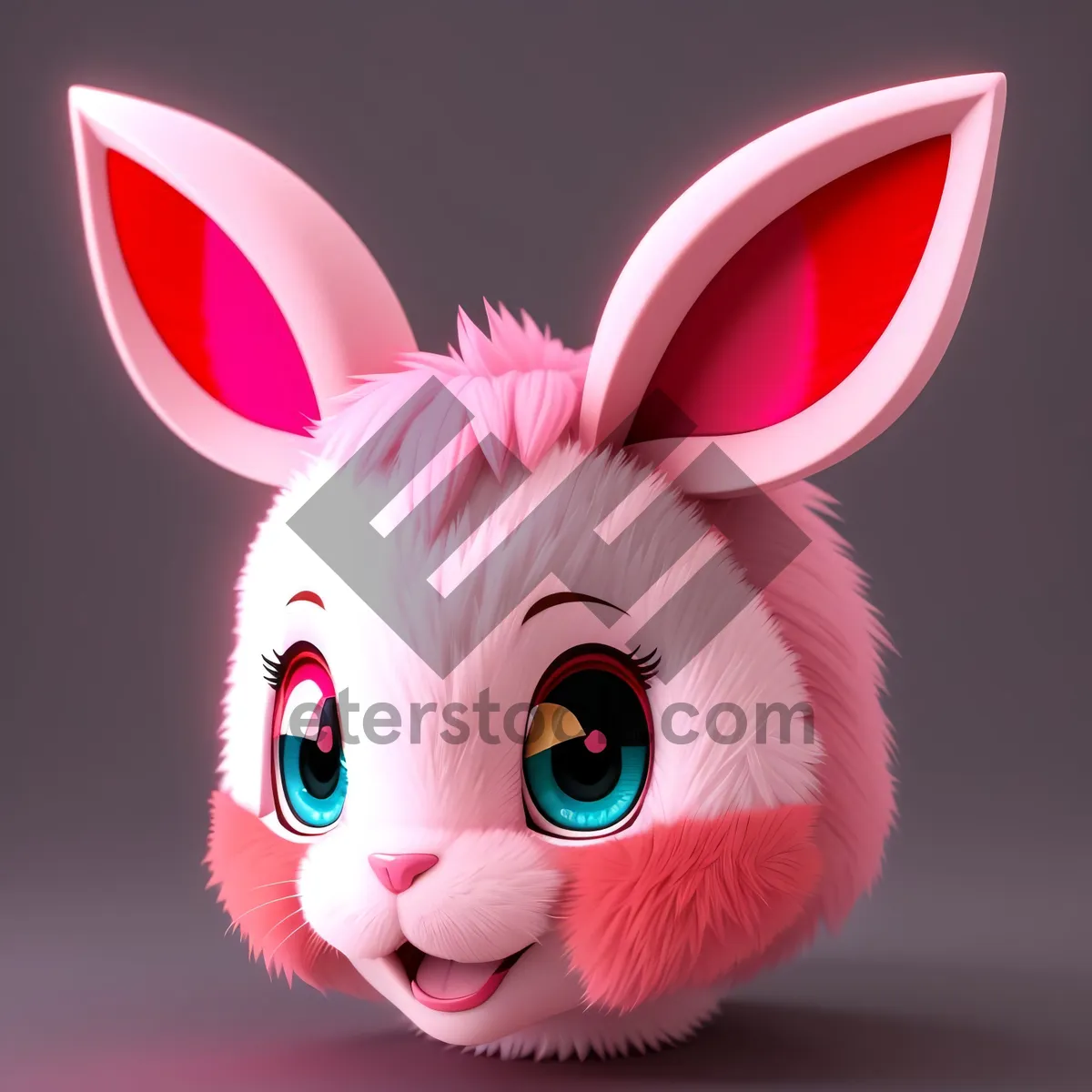 Picture of Cute Bunny Cartoon Art with Fun Ears