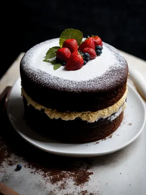 Delicious Berry Cake with Fresh Strawberries and Mint