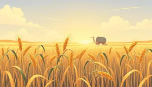 Golden Wheat Field Under Sunny Skies - Rural Landscape