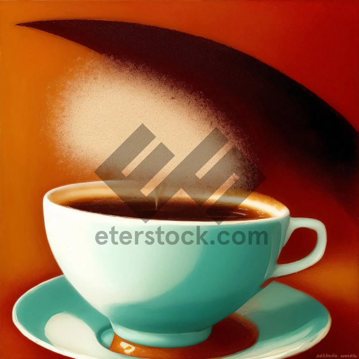 Picture of Steaming Cup of Morning Espresso on Saucer