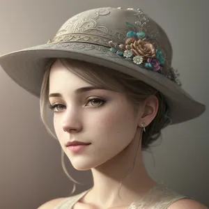 Stylish model with attractive makeup and sexy hat.