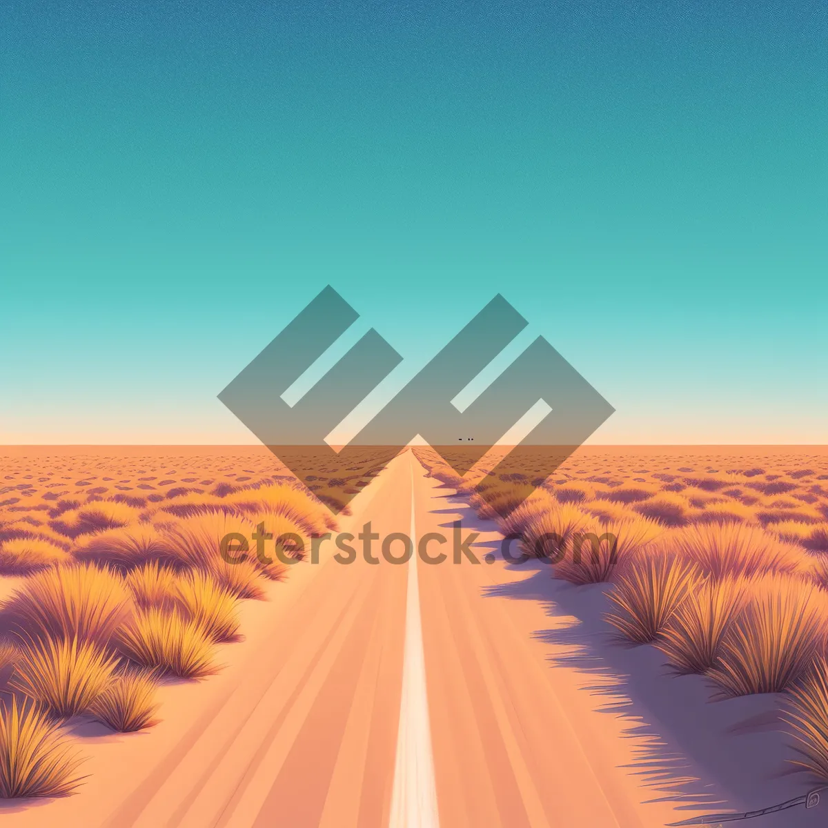 Picture of Serenity in the Dunes: Desert Landscape under a Summer Sky