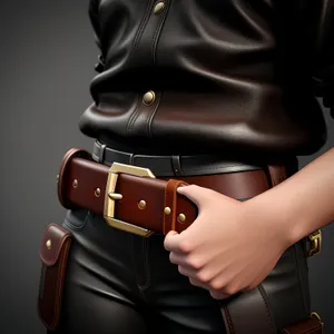 Black Leather Fashion Briefcase - Attractive Person with Holster