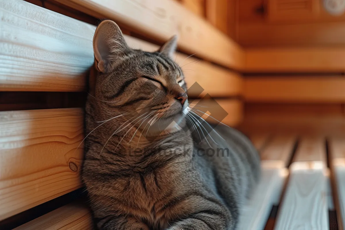 Picture of Fluffy Gray Tabby Kitty with Curious Eyes