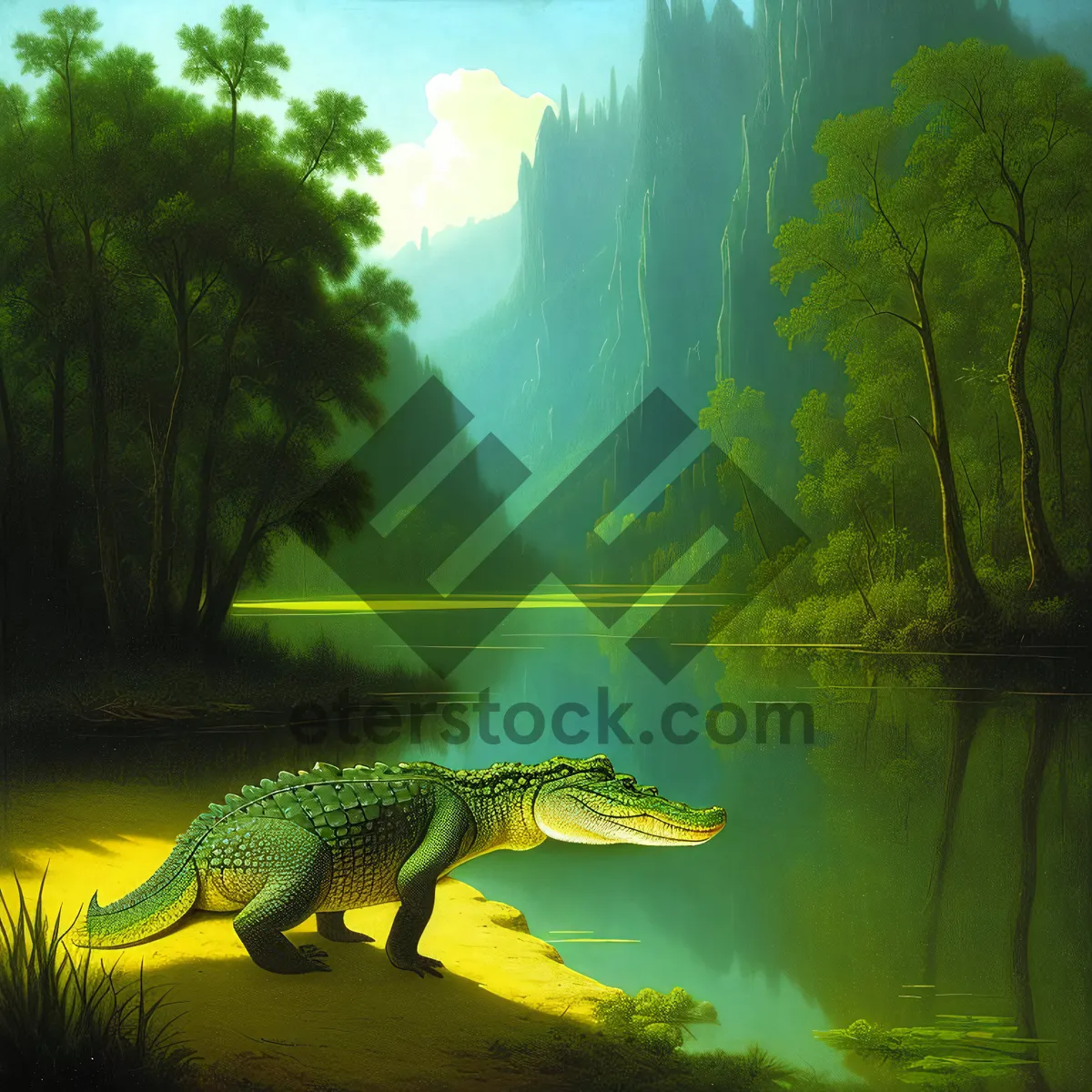 Picture of Aquatic wildlife in the lush jungle landscape.