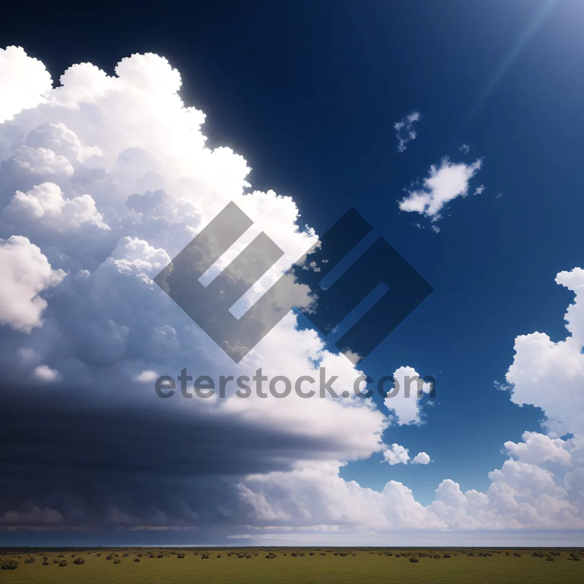 Picture of Vibrant Summer Sky with Fluffy Clouds