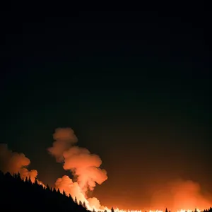 Fiery Sunset Sky with Bright Clouds