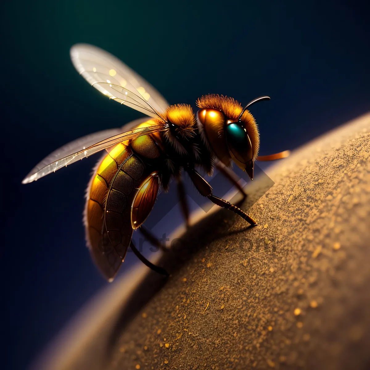 Picture of Vibrant Garden Wasp on Yellow Flower