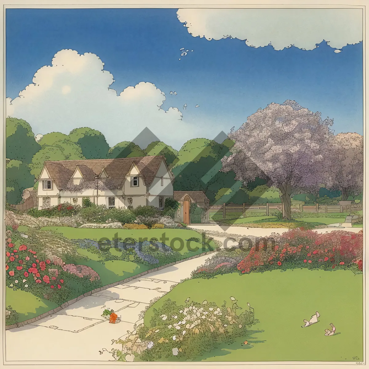 Picture of Old Castle in Rural Landscape with Sky