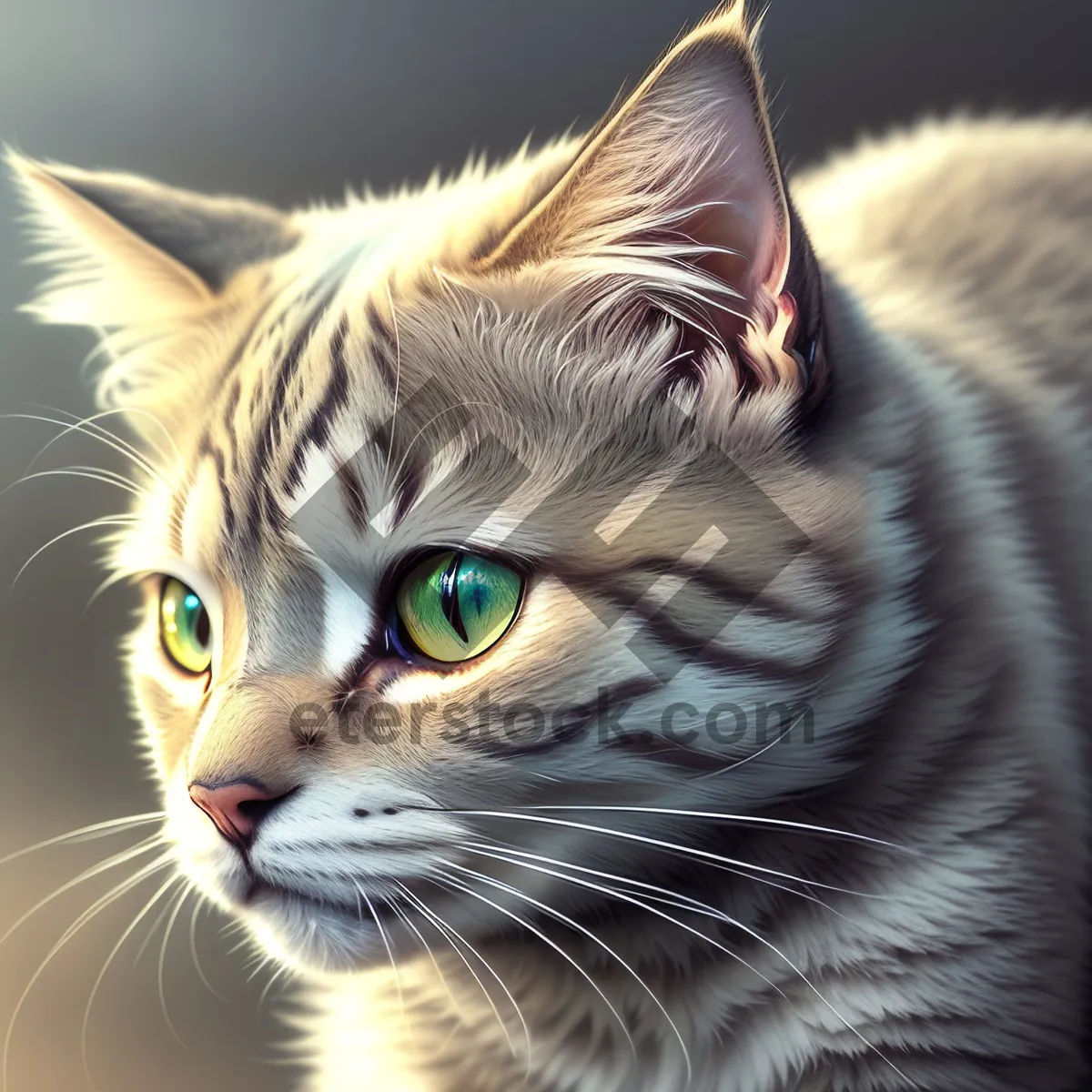 Picture of Adorable domestic tabby kitten with captivating eyes