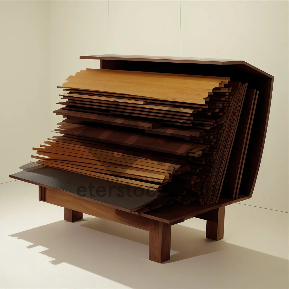 Picture of Library Stack with Antique Piano and Books