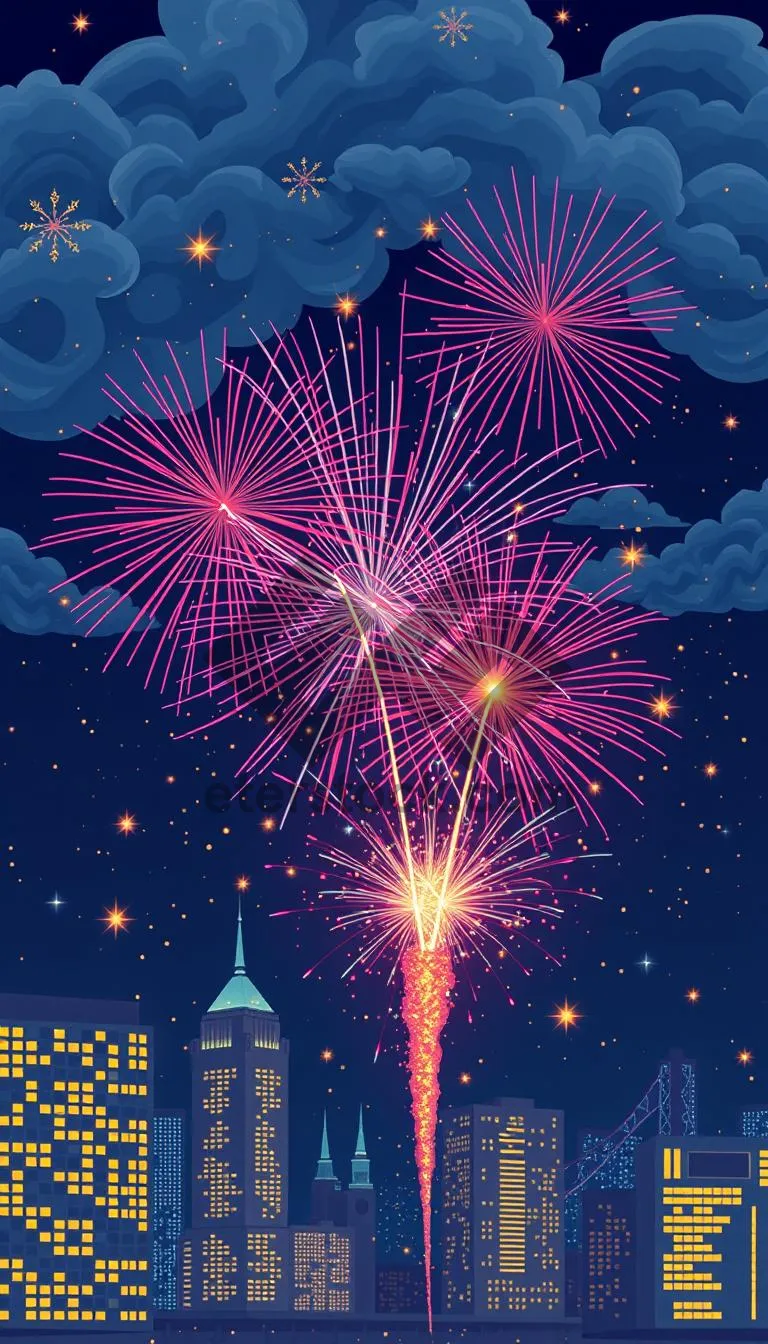 Picture of Colorful Firework Explosion in the Night Sky