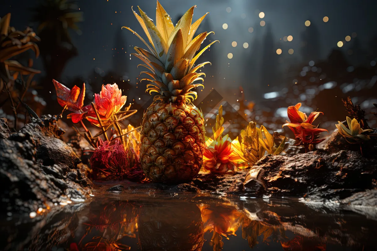 Picture of Colorful tropical fruit display for holiday celebration.