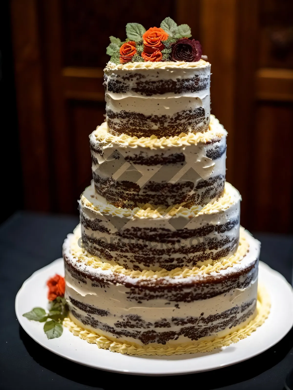 Picture of Decadent Chocolate Cream Cake - Sweet Bakery Delight!