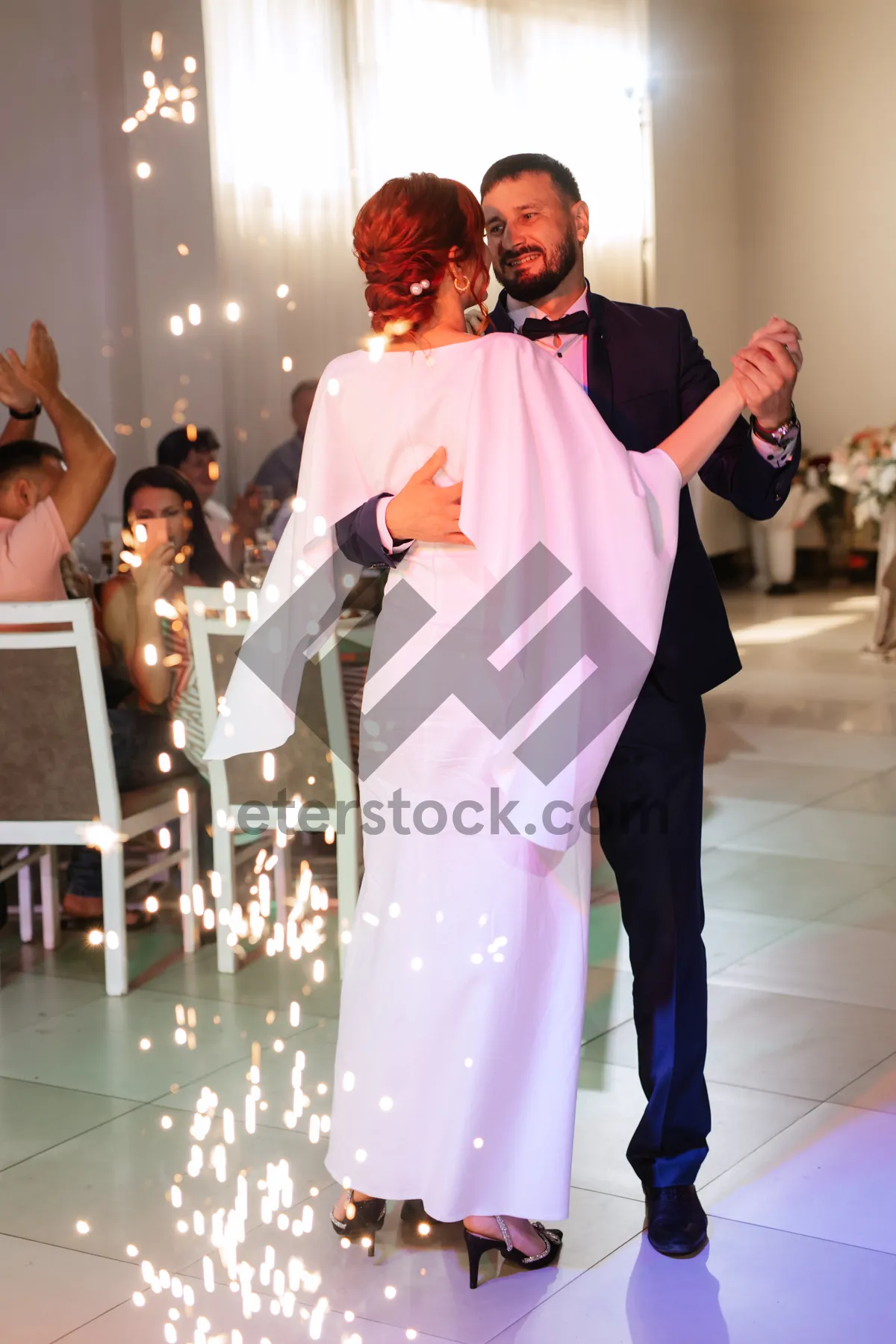 Picture of Happy singer in attractive costume at nightclub party